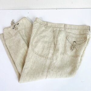 Brax Natural Linen Cropped Pants Size 10R